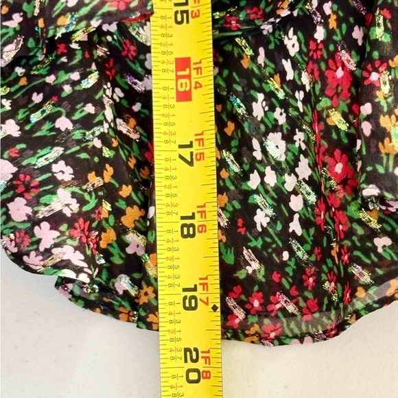 A.L.C. Silk Knee Length Skirt Floral Ruffled Accents Elasticized Waist Size 6 - Picture 6 of 11